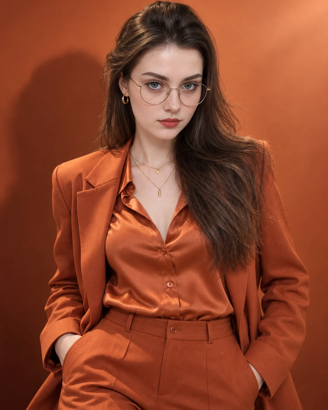 High Fashion Studio Portrait Terracotta Editorial image 1
