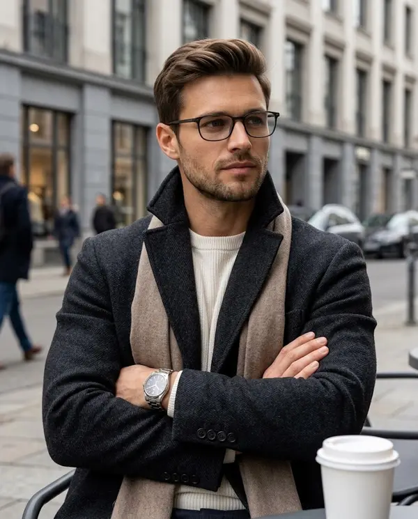 Luxury Fashion Editorial Café Portrait Man